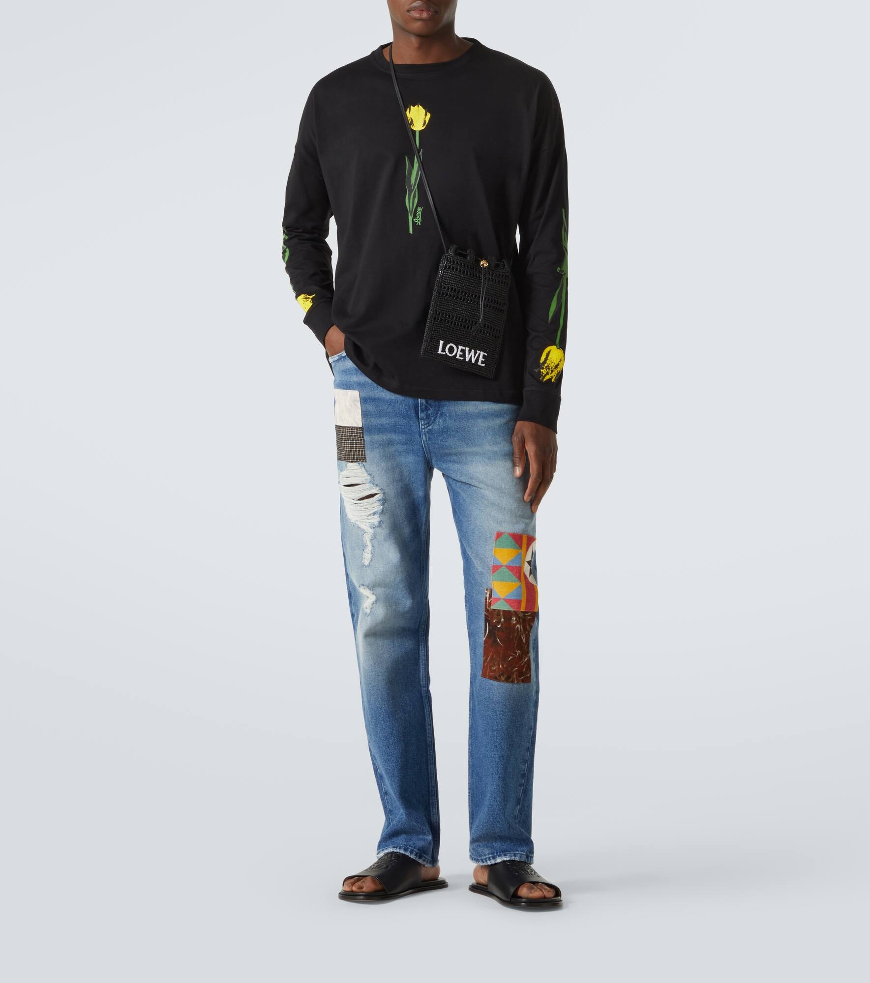 Patchwork straight jeans - 2