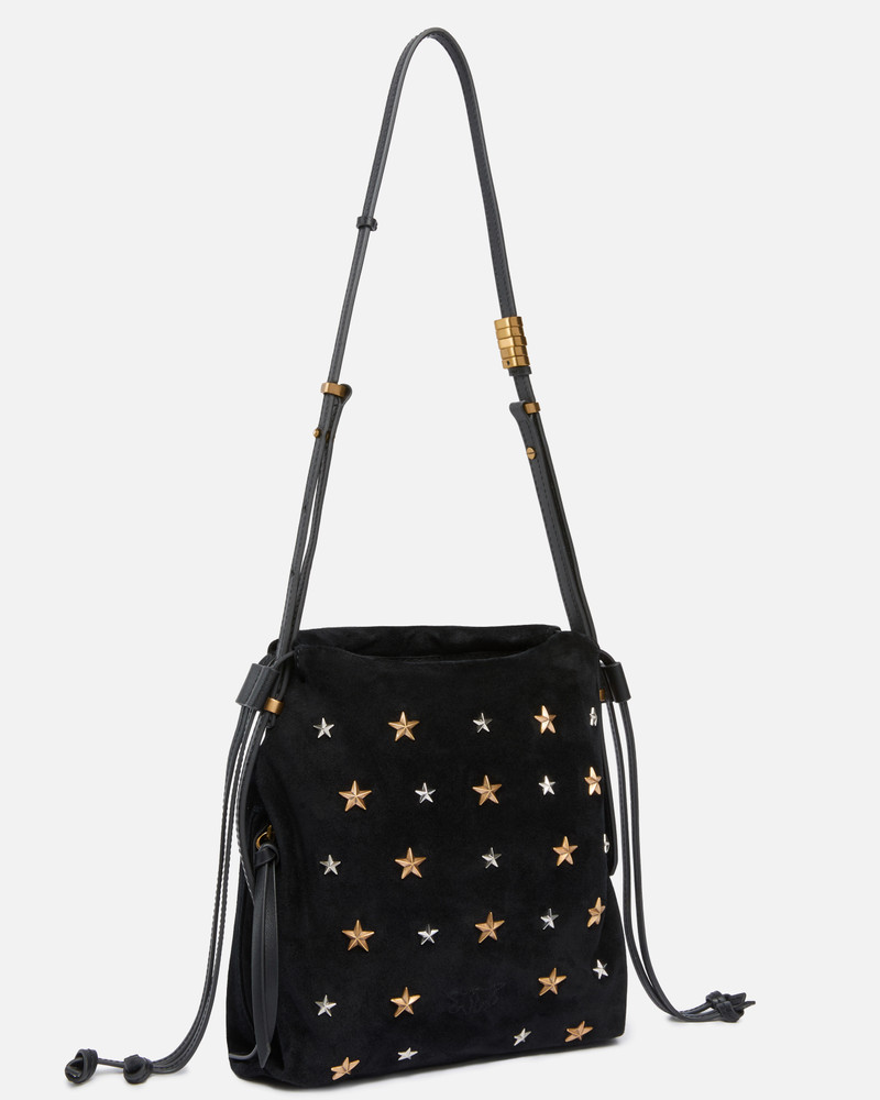 PINKO SUEDE MINI SLOUCHY BAG WITH STAR STUDS outlook
