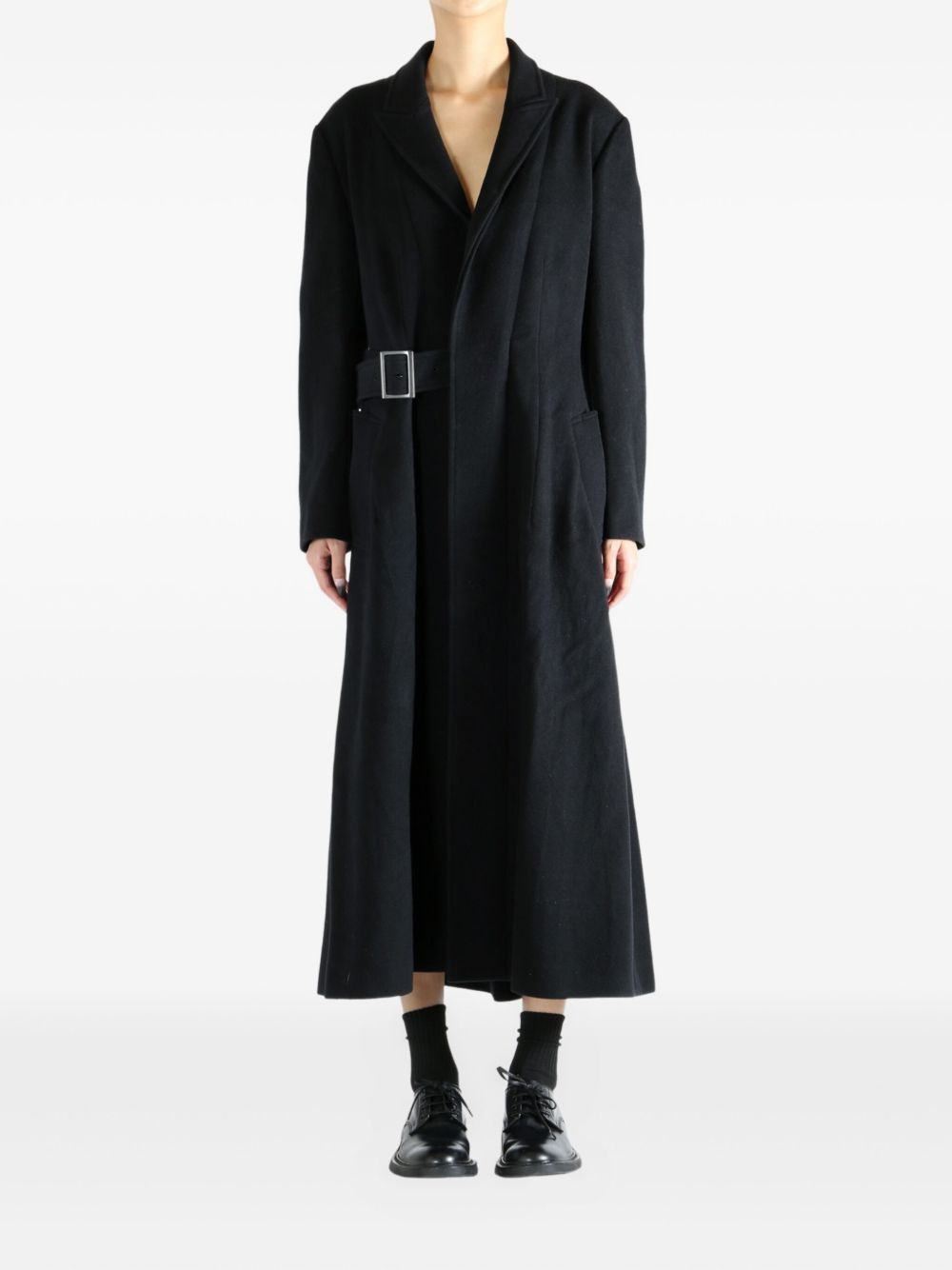 belted flared coat - 2