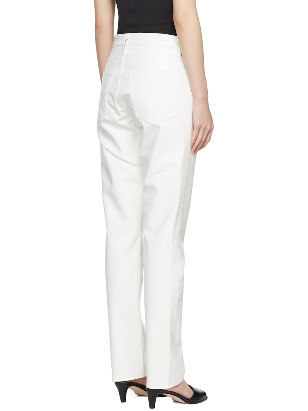 White Lyle Recycled Leather Pants - 3