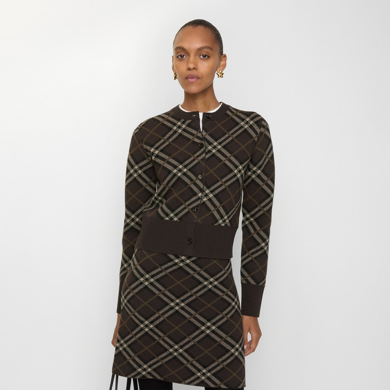 Burberry Check Wool Cashmere Cardigan outlook