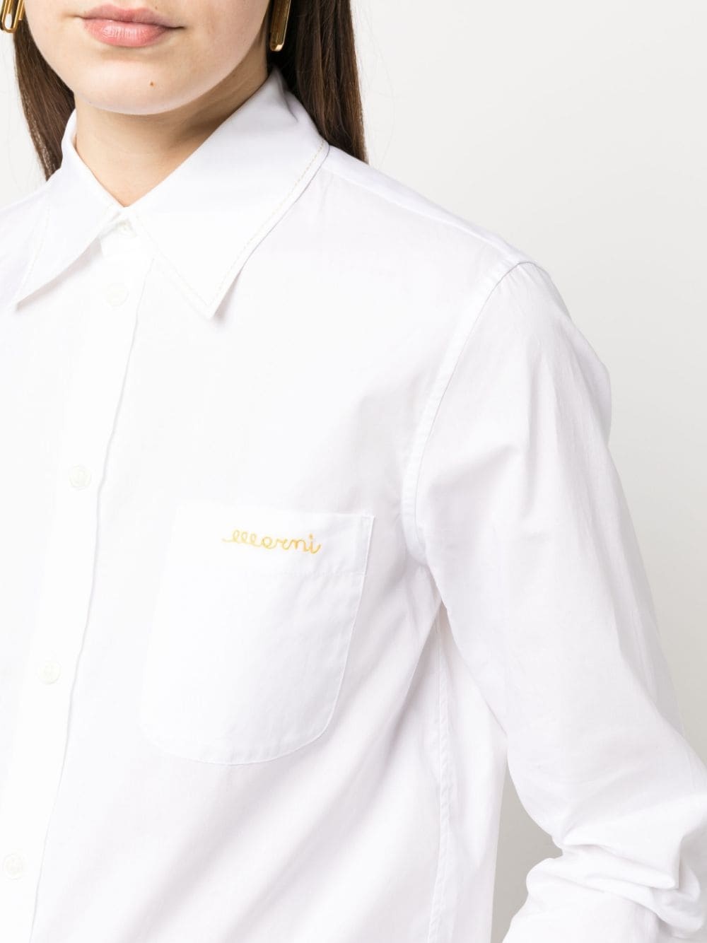 logo-embroidered cotton shirt - 5