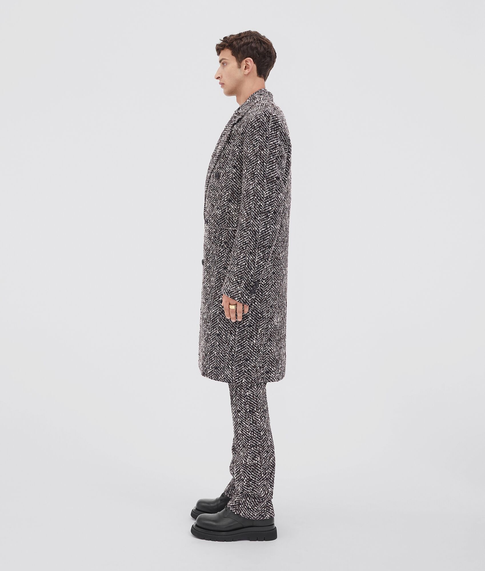 mouliné herringbone wool coat - 2