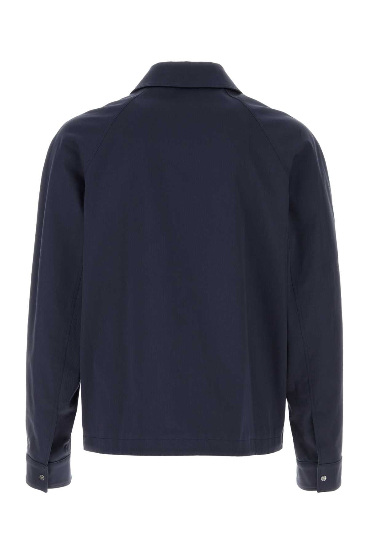 Fendi Men Navy Blue Stretch Cotton Jacket - 2