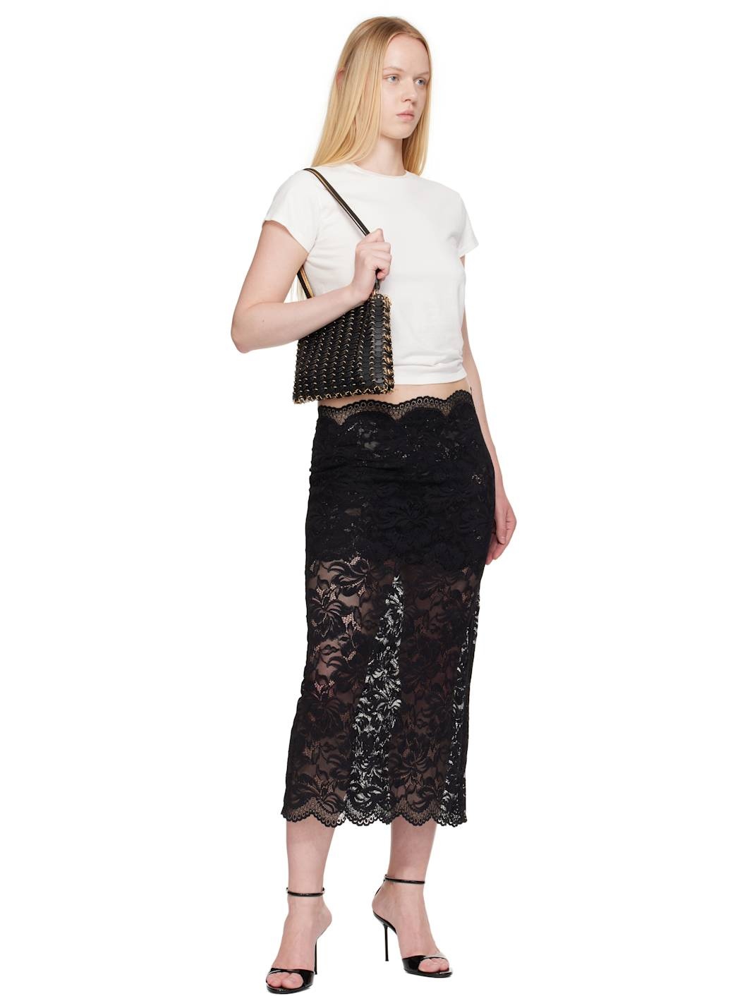 Black Lace Midi skirt - 4