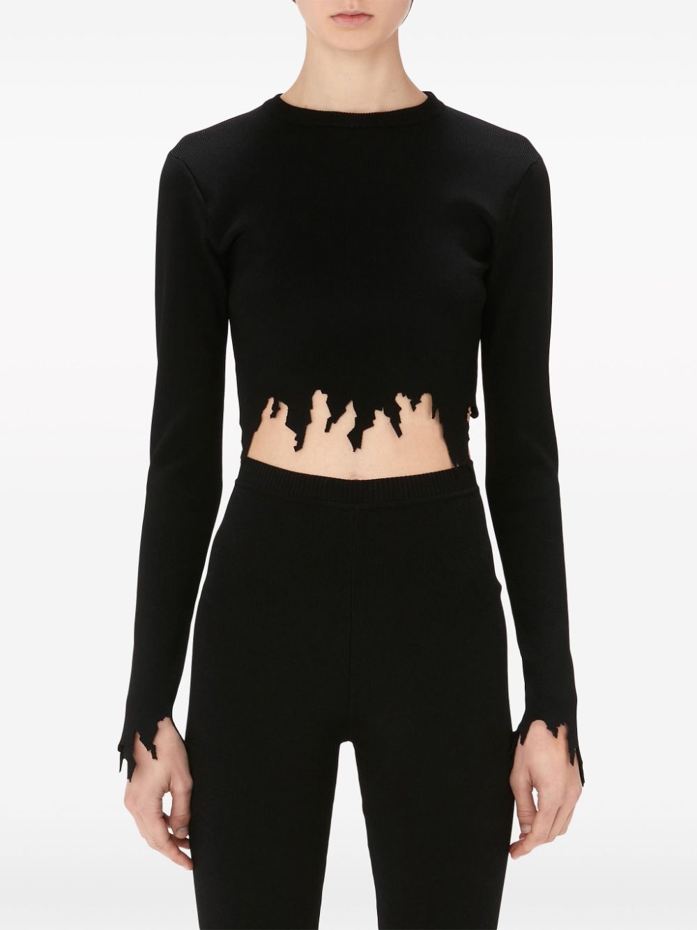 laser-cut fine-ribbed jumper - 3