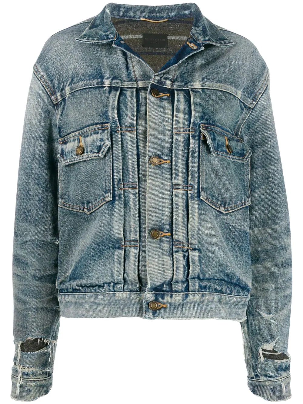 distressed denim jacket - 1