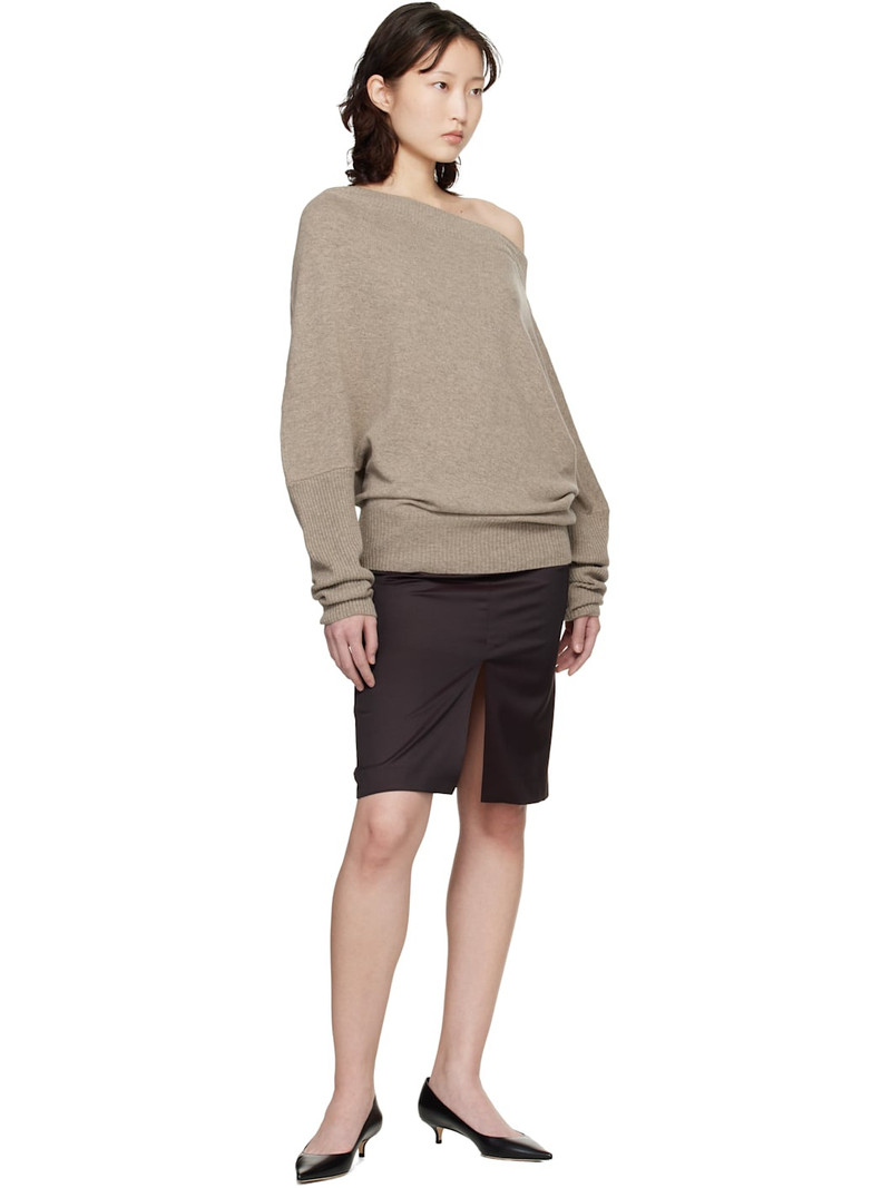 CORDERA Taupe Merino Wool Off-Shoulder Sweater outlook