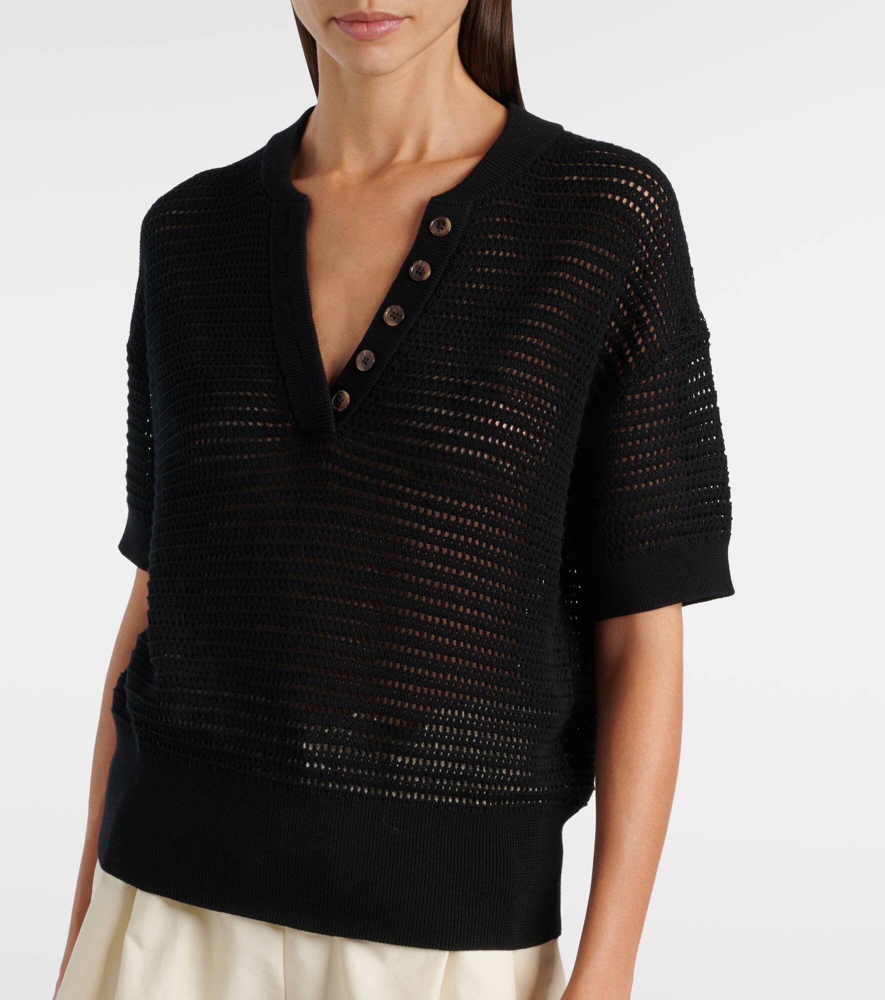 Callie open-knit cotton mesh top - 6