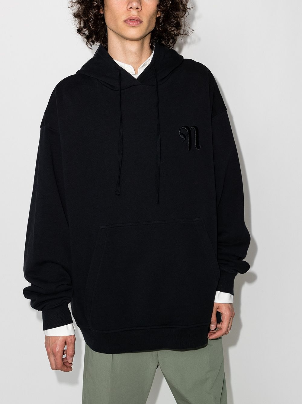 logo-embroidered cotton hoodie - 2