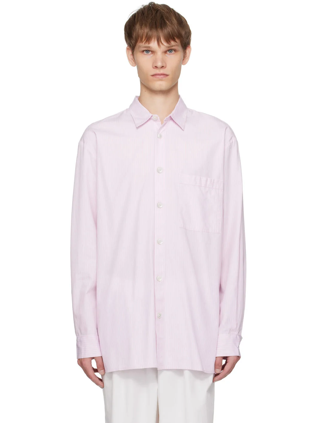 Pink Poplin Long Sleeve Pyjama Shirt - 1