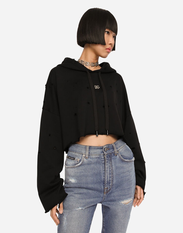Jersey sweatshirt with darts and metal DG logo - 2
