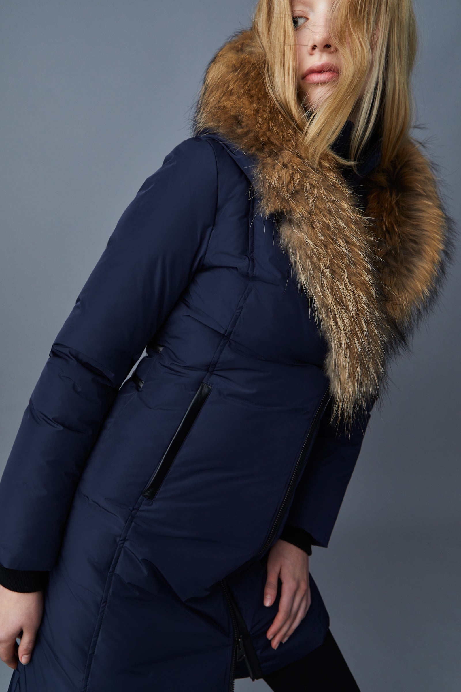 KAY down coat with natural fur Signature Mackage Collar - 5