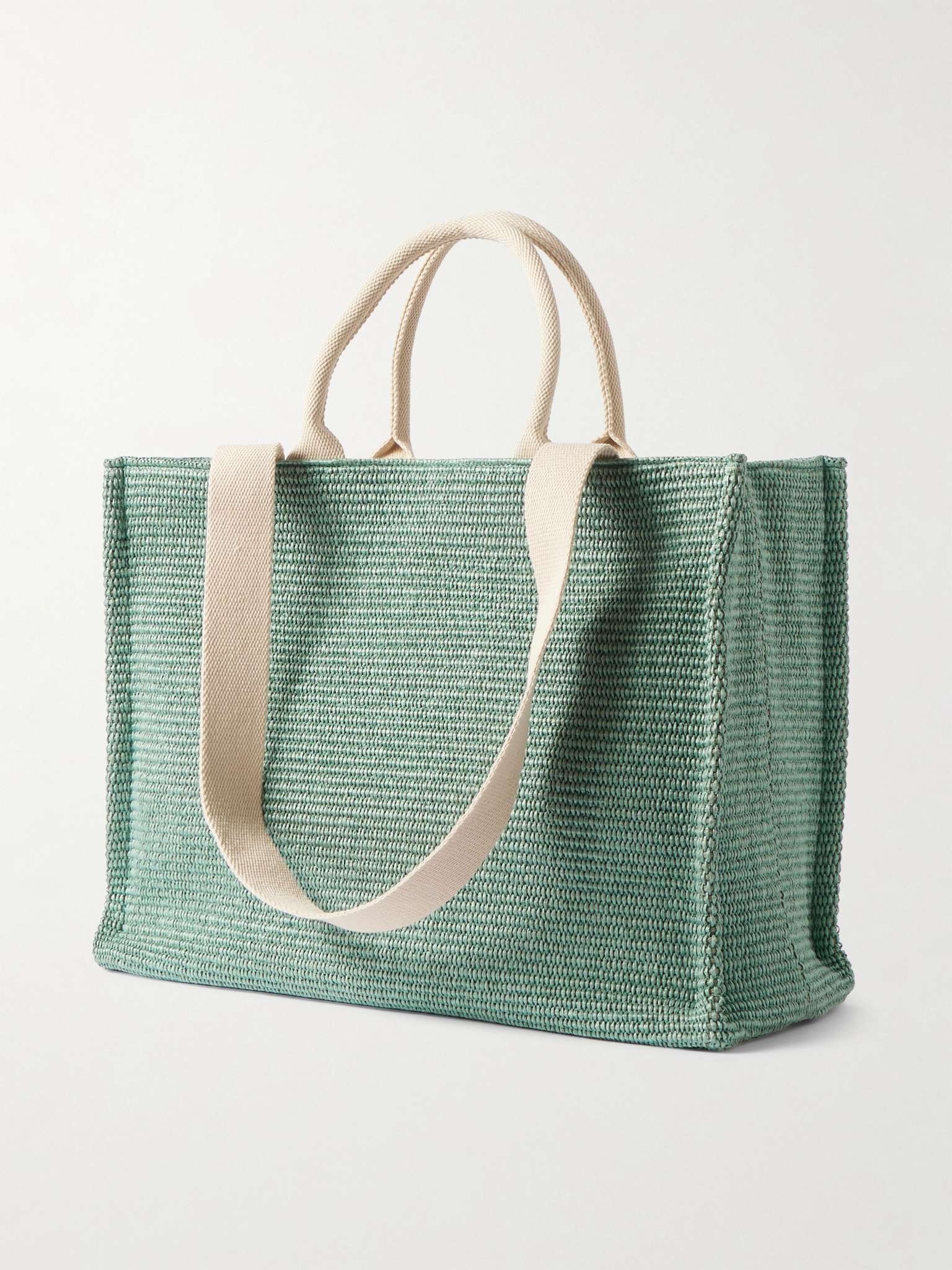 Logo-Embroidered Woven Raffia Tote Bag - 3