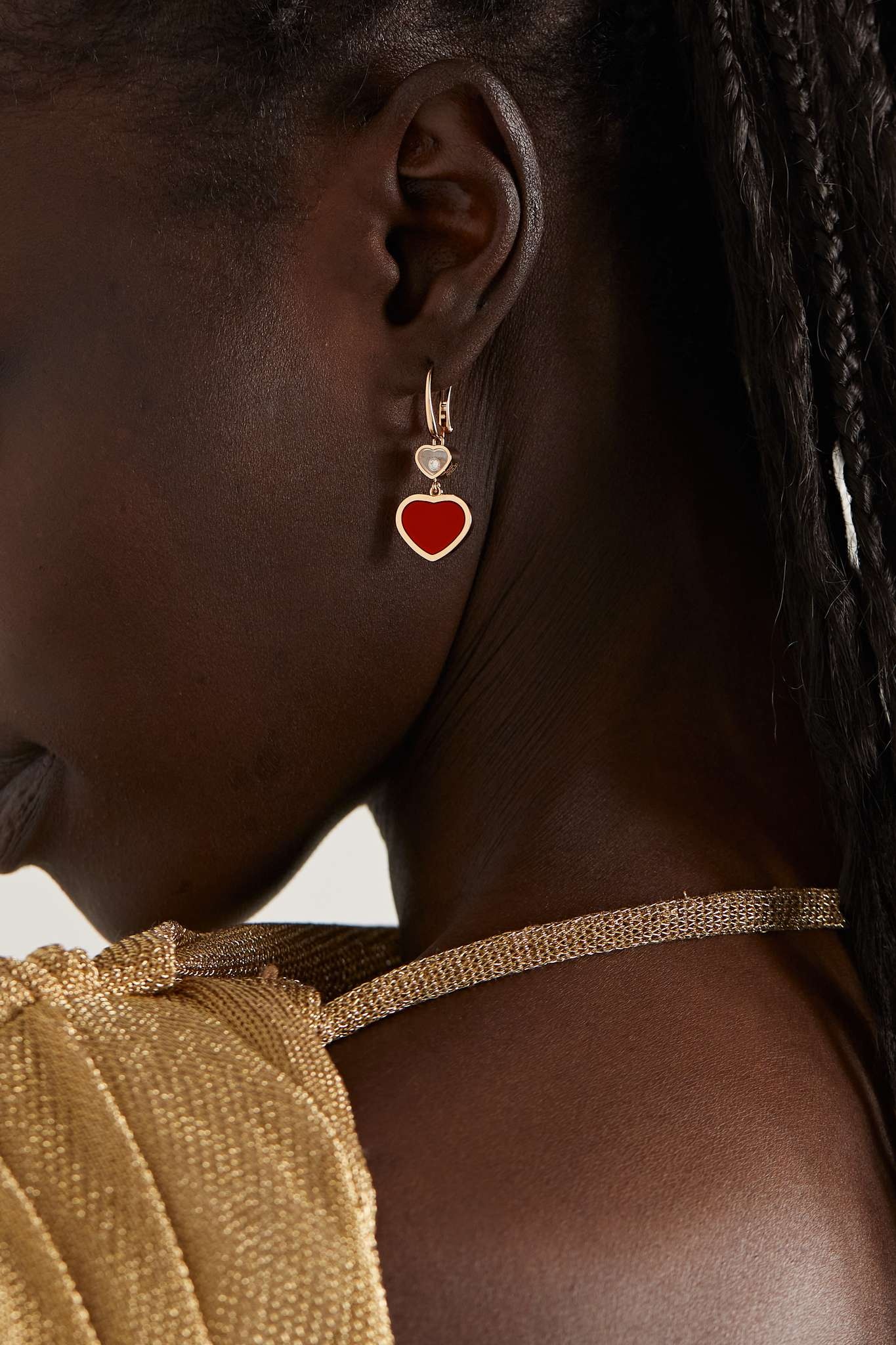 Happy Hearts 18-karat rose gold, diamond and carnelian earrings - 2