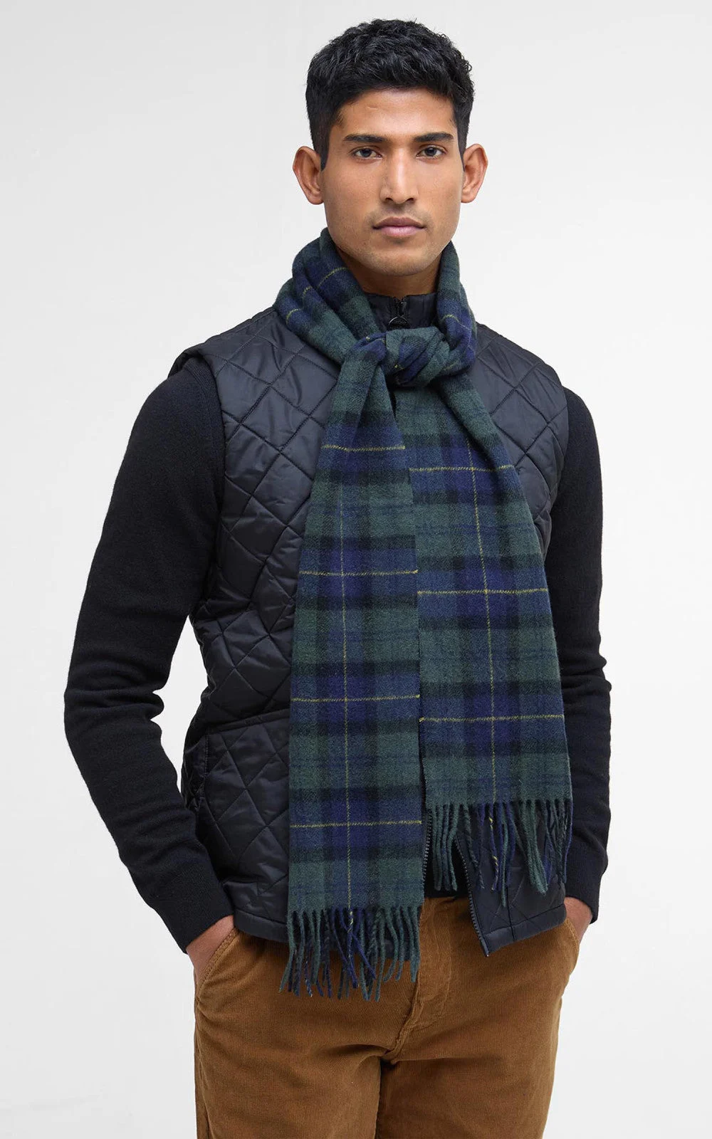 BARBOUR SCARF TARTAN LAMBSWOOL OLIVE NIGHT - 1