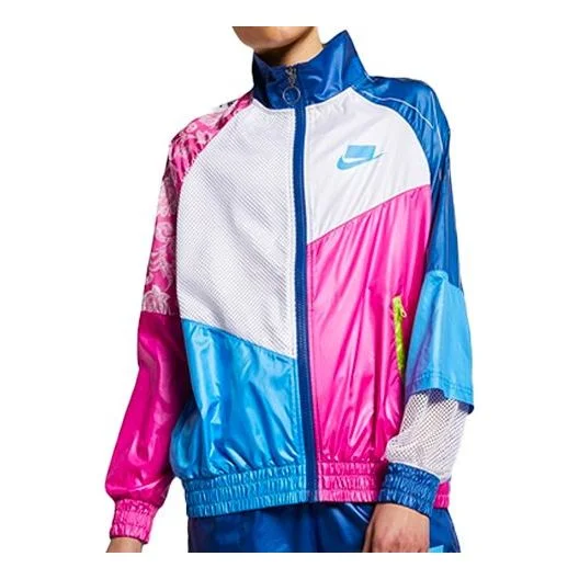 (WMNS) Nike Sportswear Woven Jacket White/Pink/Blue Colorblock AR3026-412 - 1