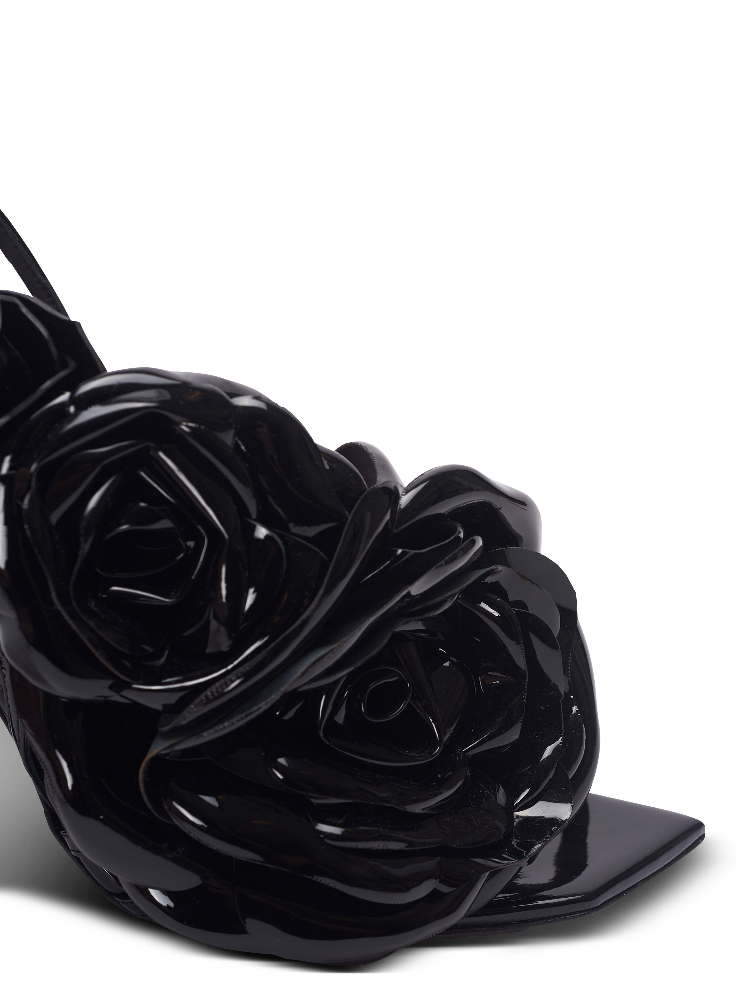 Patent leather Eden sandals with openwork grid and flowers - 5