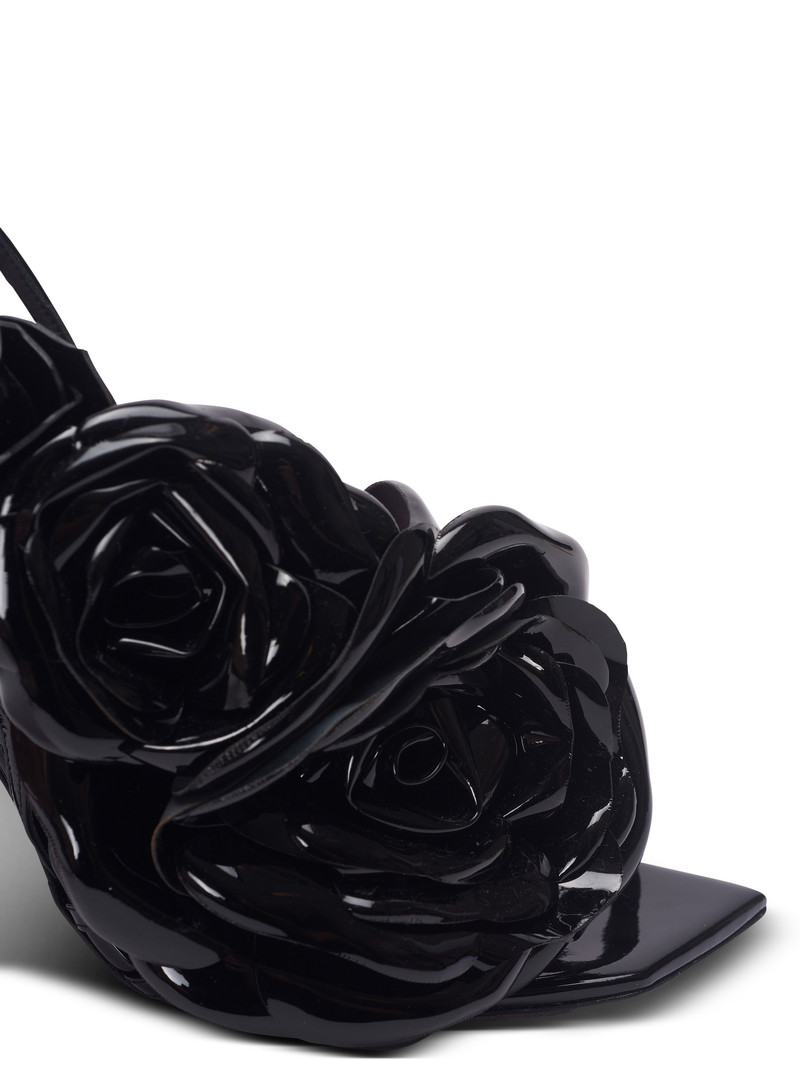 Patent leather Eden sandals with openwork grid and flowers 5