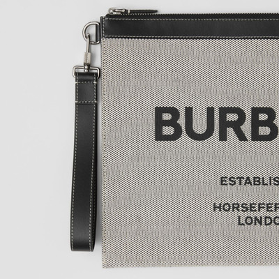 Burberry Large Horseferry Print Canvas and Leather Zip Pouch outlook