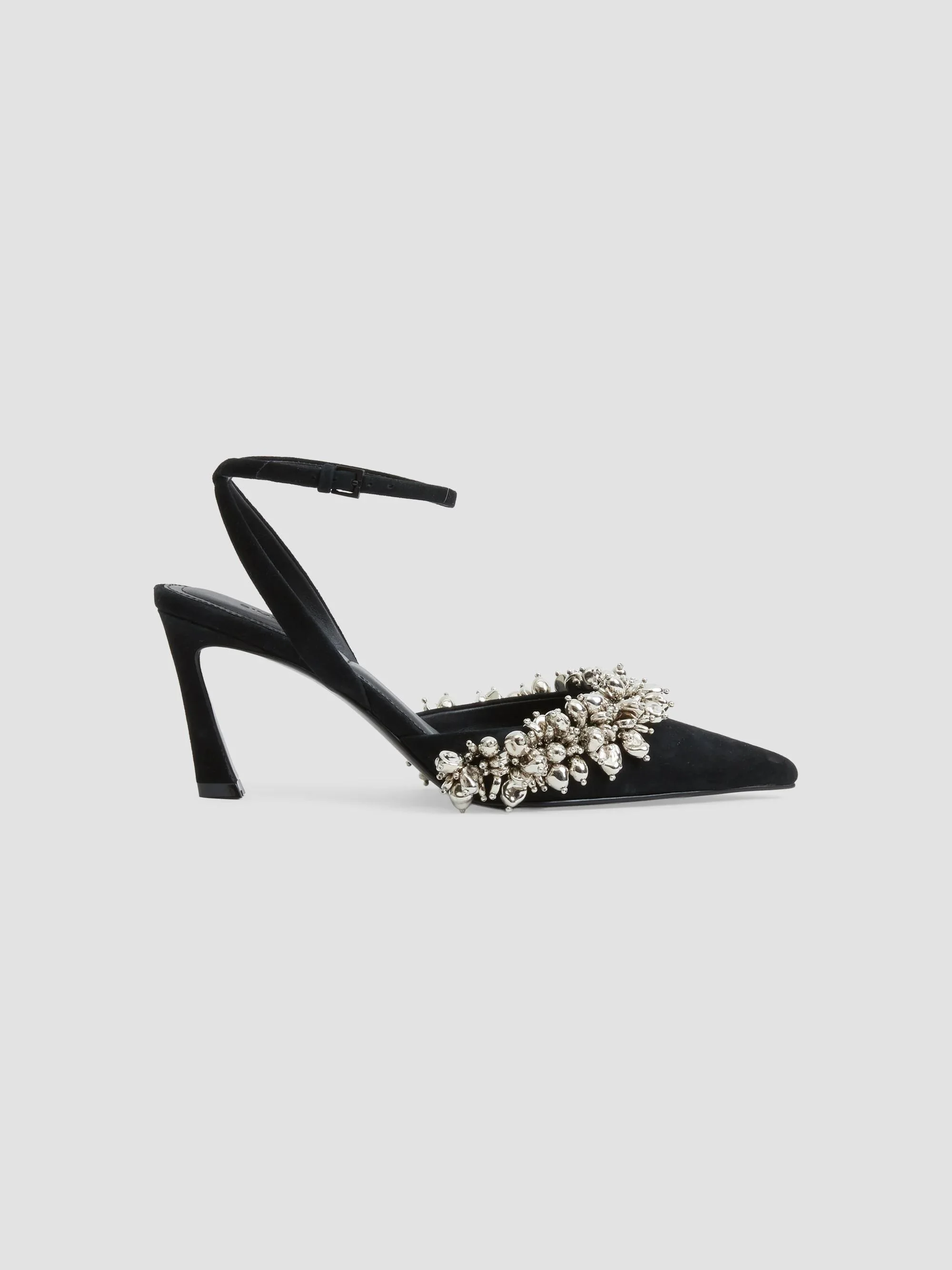 Women's River 75MM Embellished Suede Pumps - Black Silver - 1