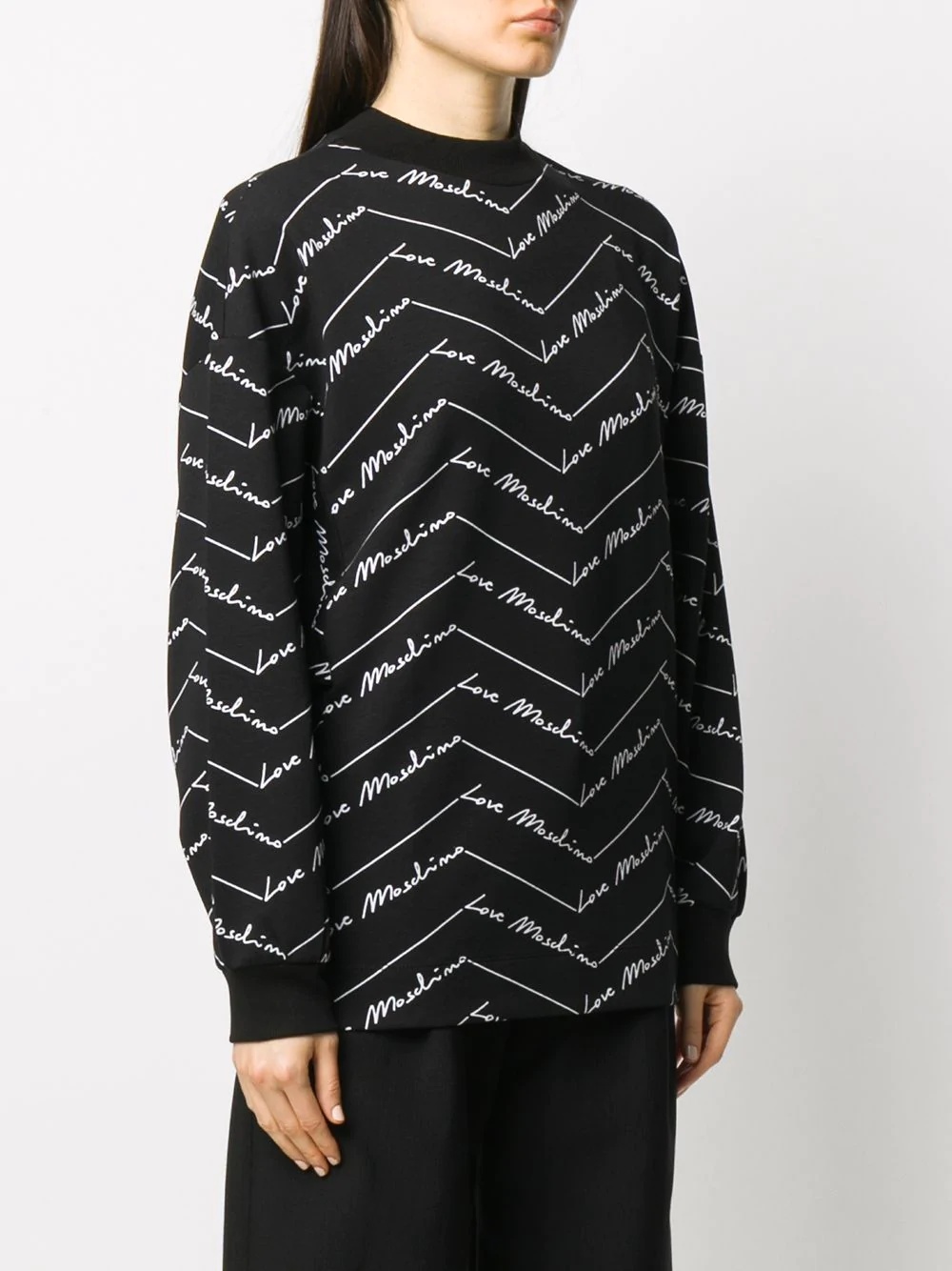 logo print rib-trimmed sweatshirt - 3