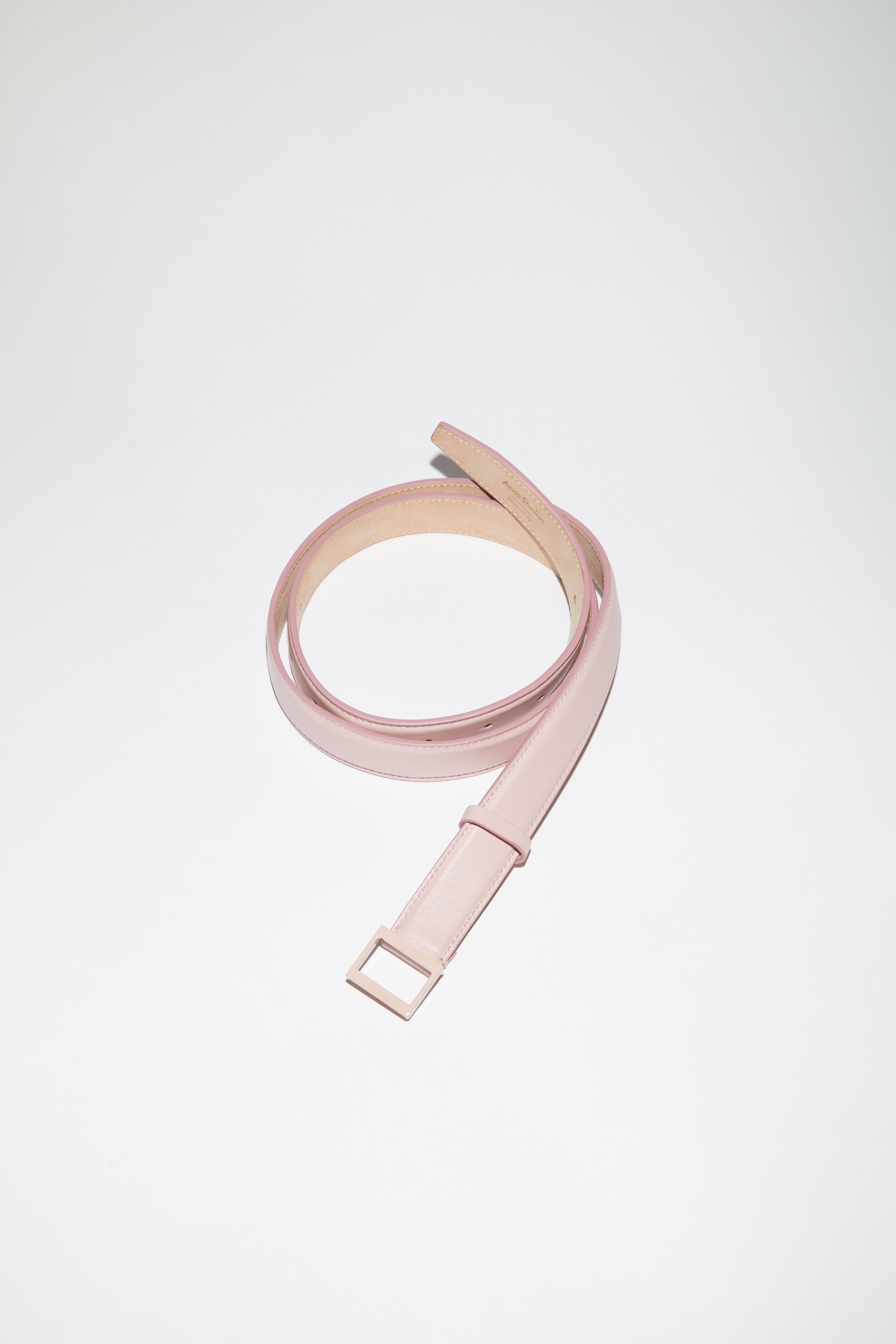 Leather buckle belt - Powder pink - 1