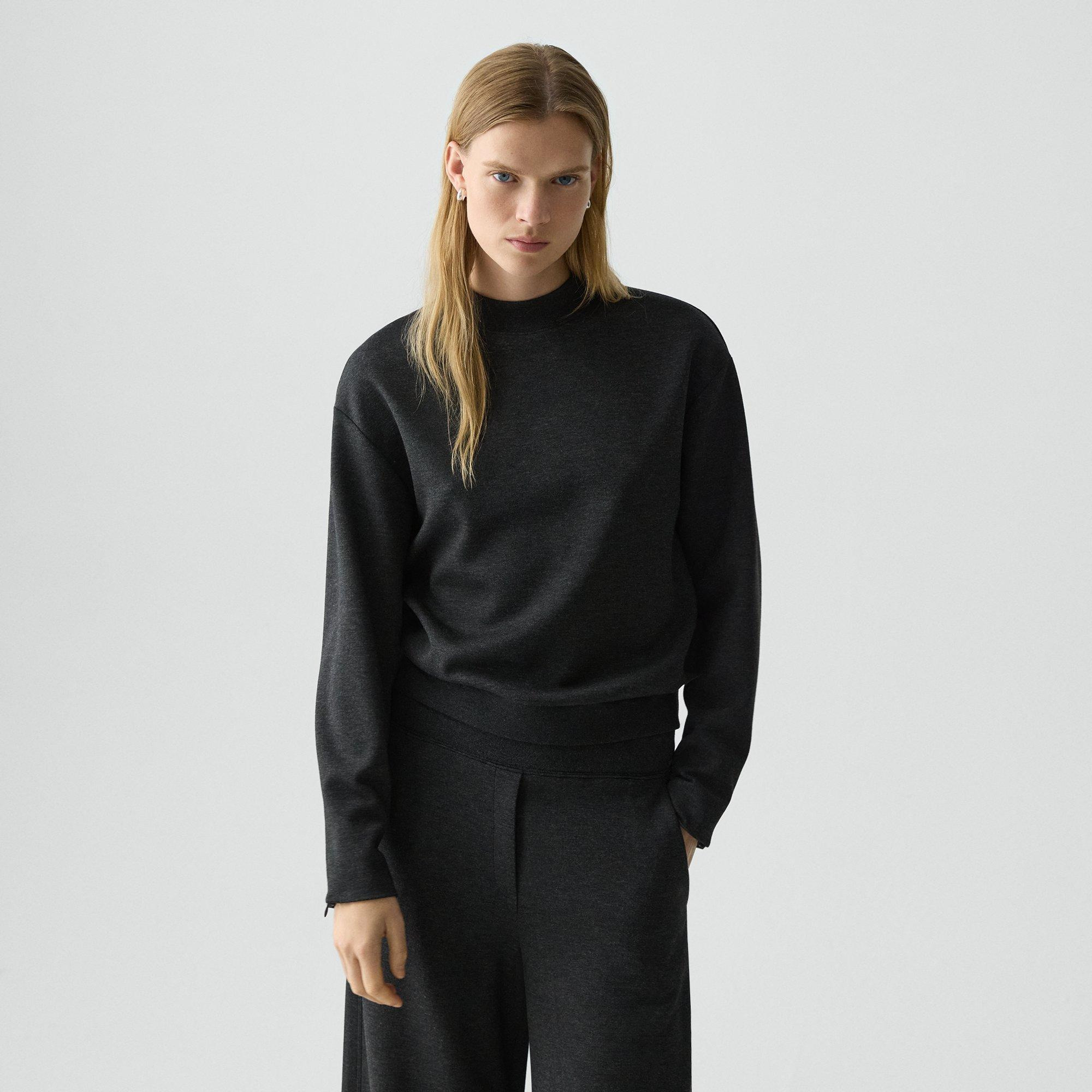 Mock Neck Sweatshirt in Double-Knit Jersey - 2