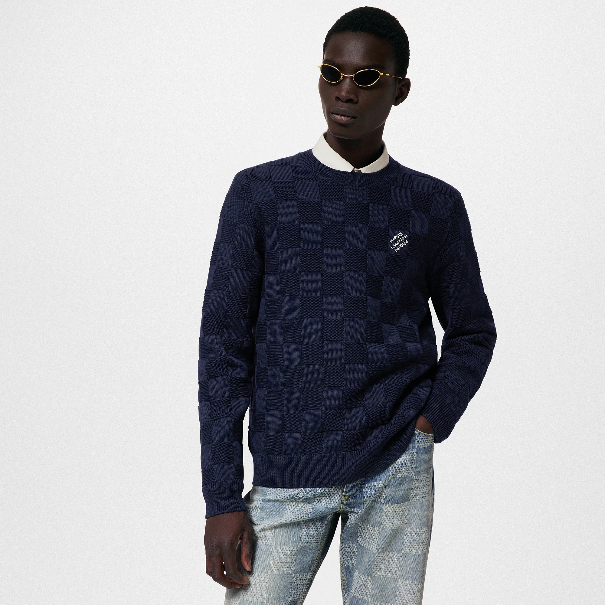 Damier Pullover With Pearl Signature - 2