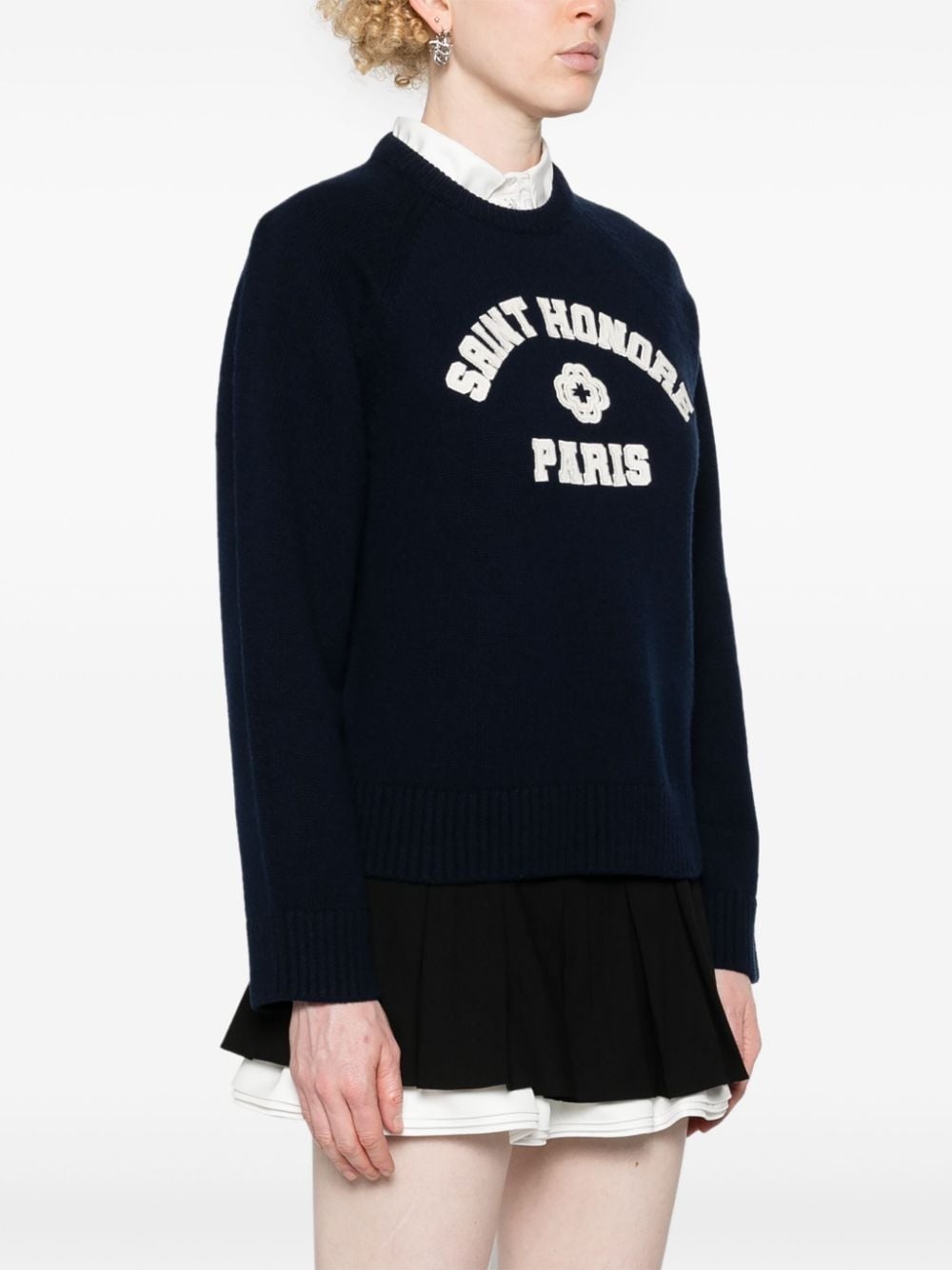 logo-embroidered wool-blend jumper - 3