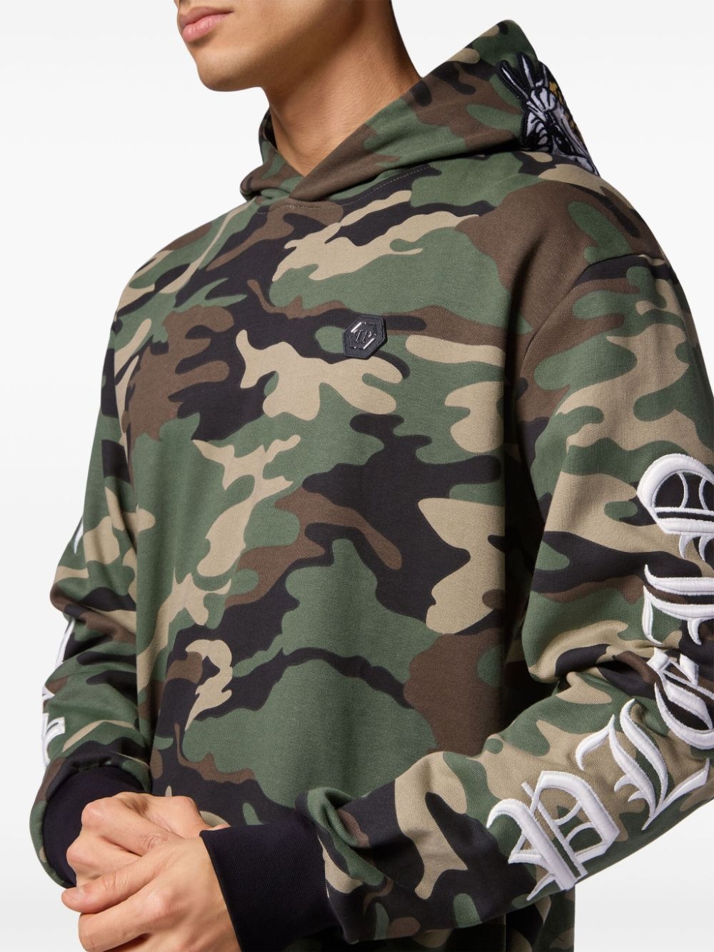 Gothic Plein camouflage-pattern hoodie - 4
