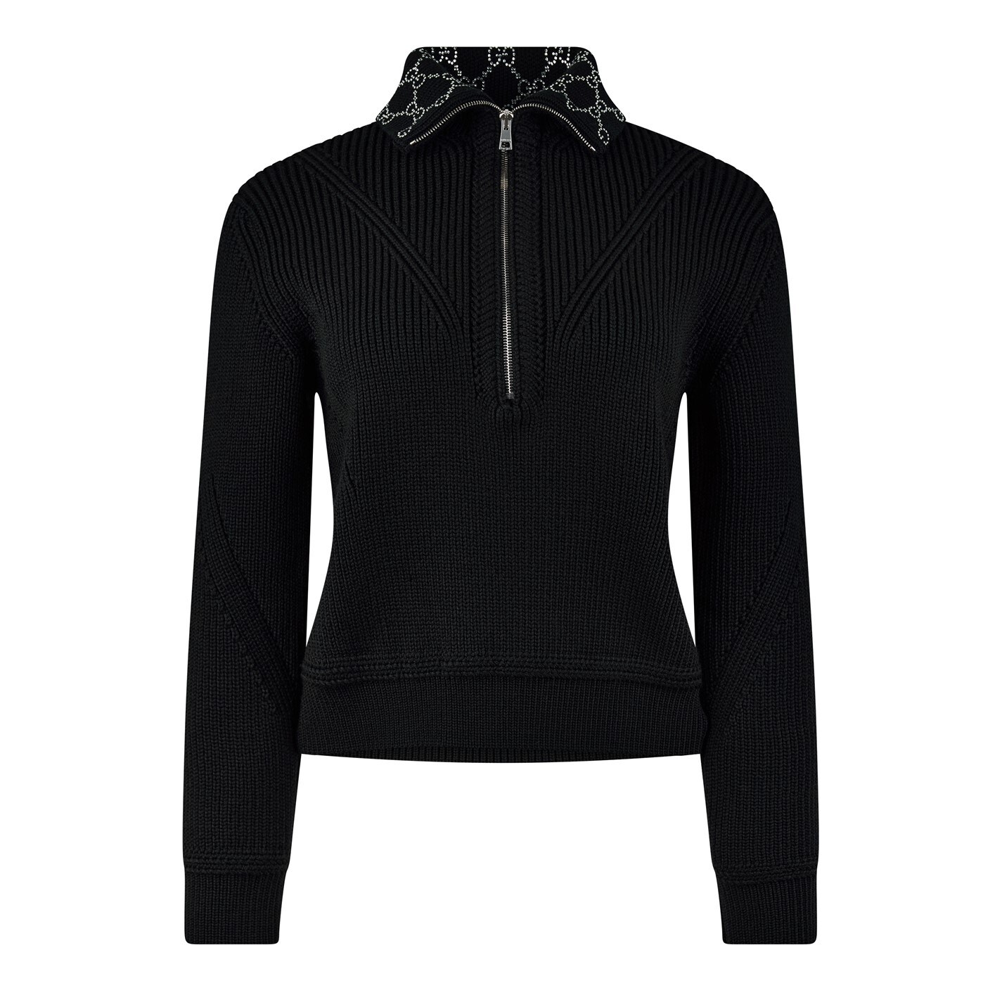 CRYSTAL GG KNITTED QUARTER ZIP - 1