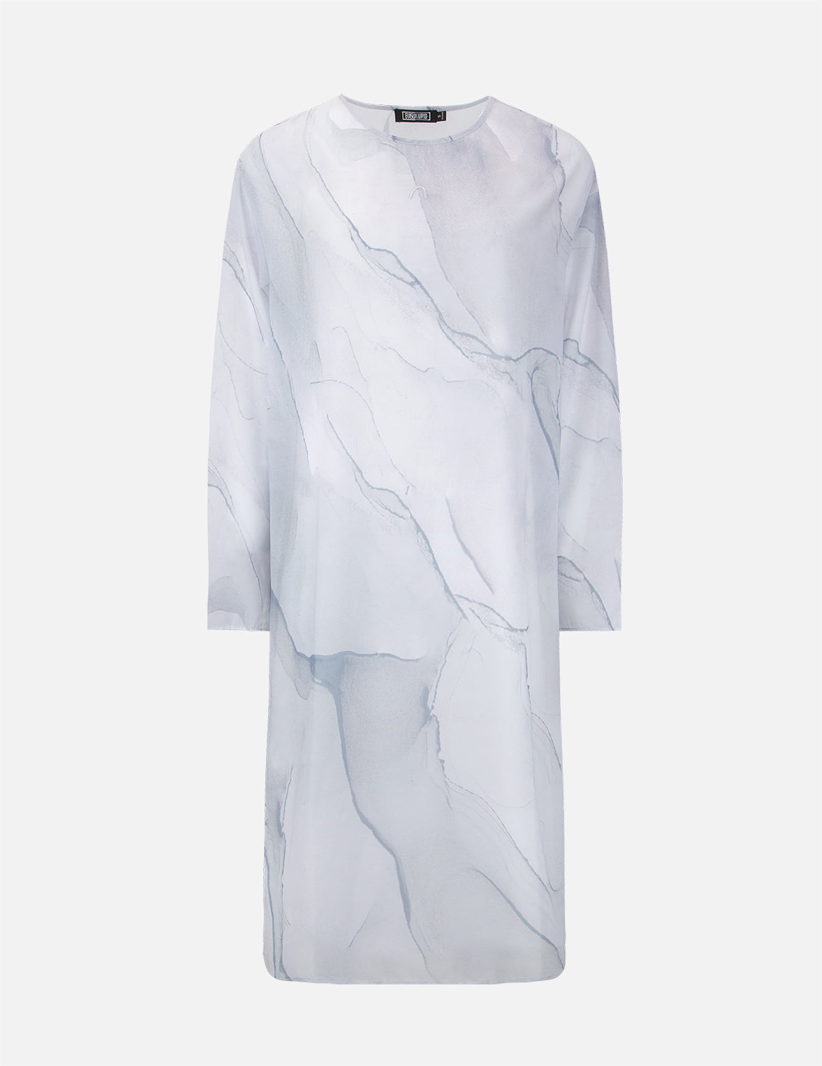 Marble-pattern Print Mesh Dress (with Inner Dress) - 1