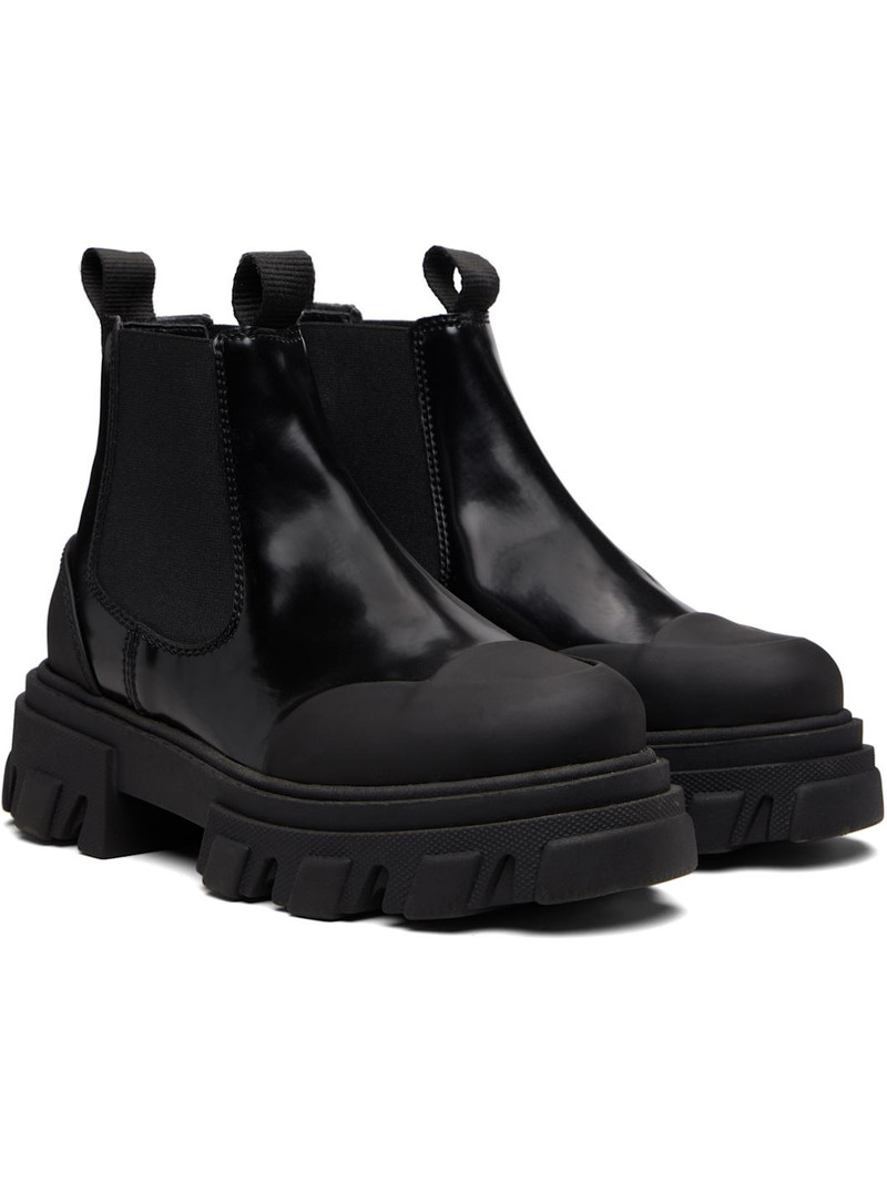 Black Cleated Low Chelsea Boots 4