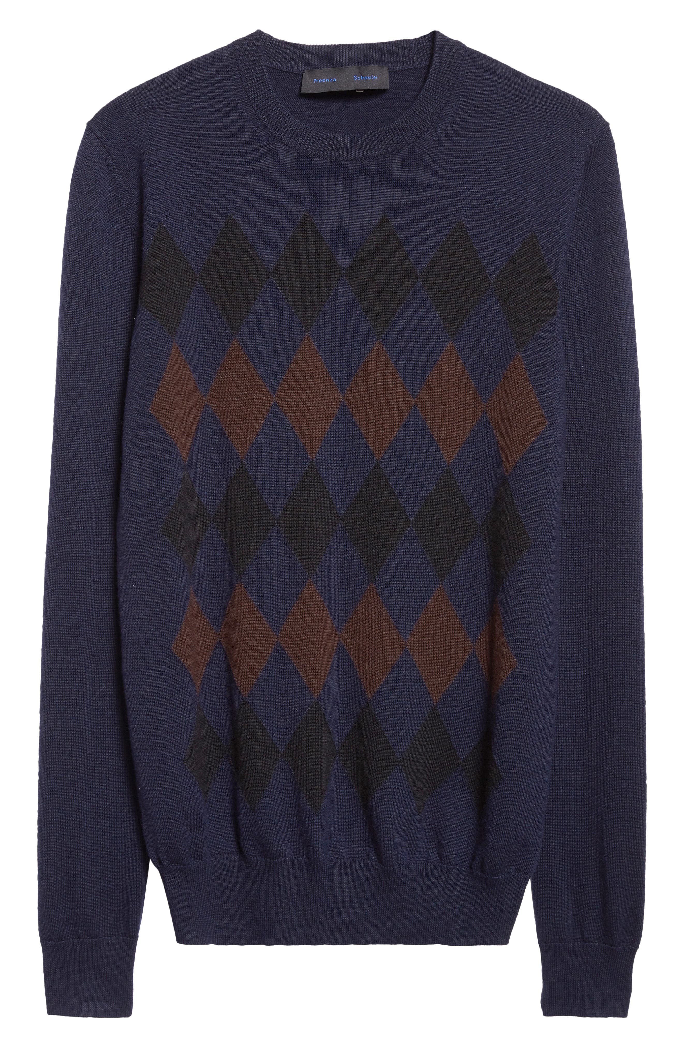 Proenza Schouler Vivian Argyle Merino Wool & Silk Sweater in Navy Multi at Nordstrom - 6
