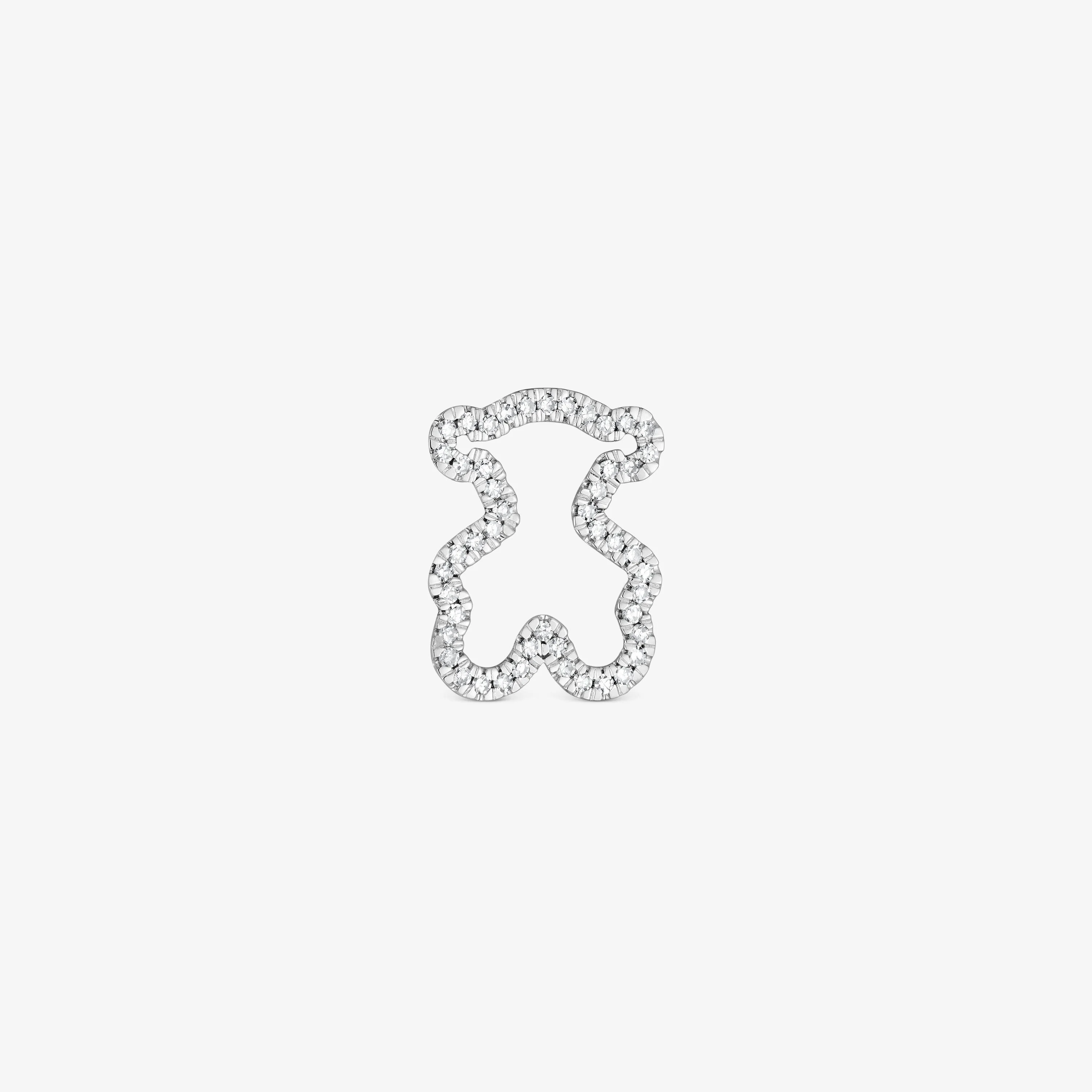 14kt white gold bear Pendant with diamonds Silueta - 1