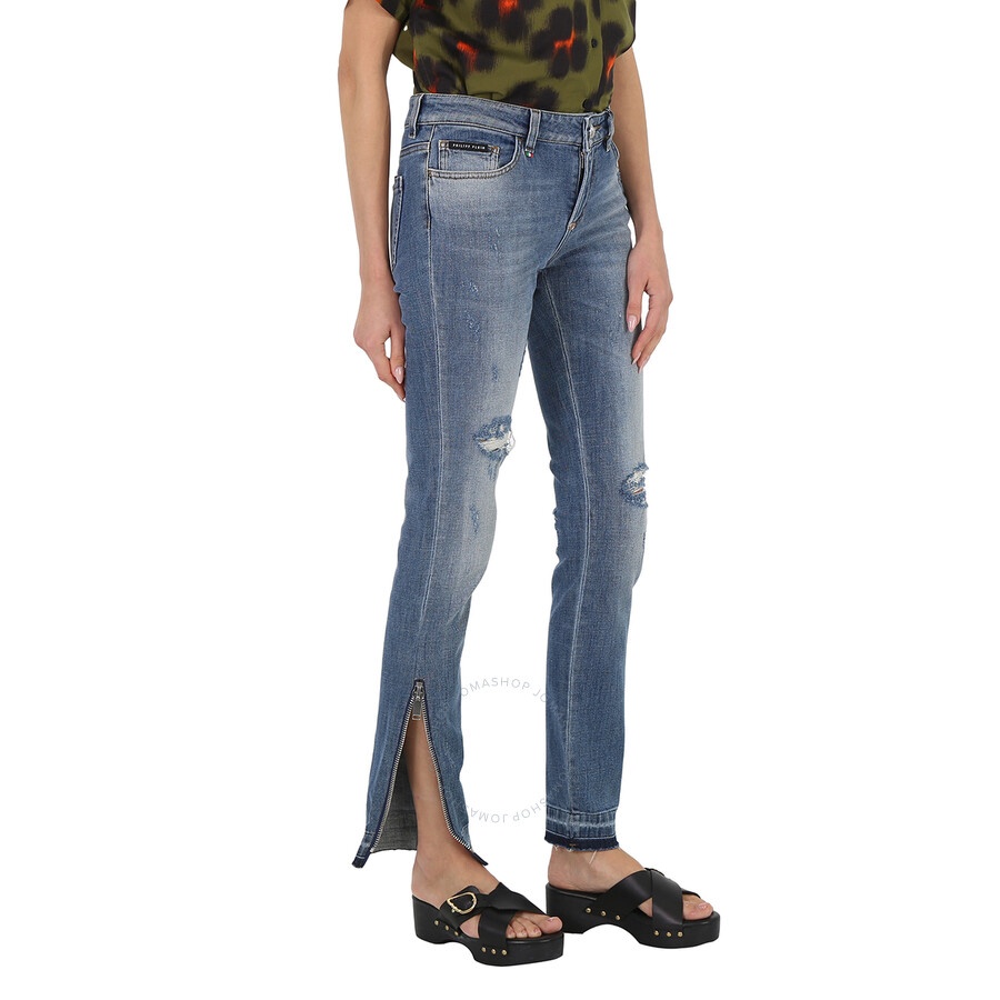 Philipp Plein Ladies Morgan Fit Angel Stretch Denim Jeans - 4