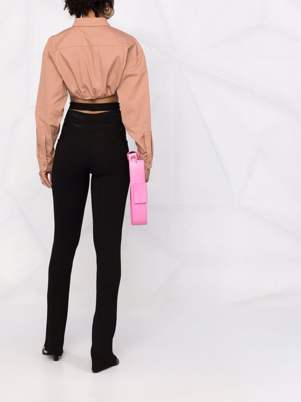 ribbed-knit bootcut trousers - 6
