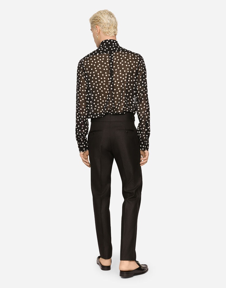 Oversize georgette shirt with polka-dot print and embroidery - 3