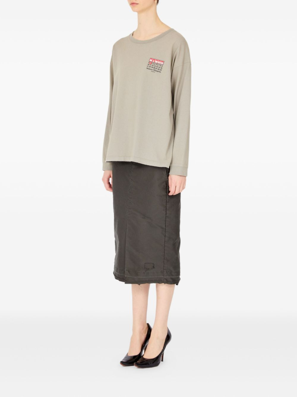Numbers-print long-sleeve T-shirt - 4