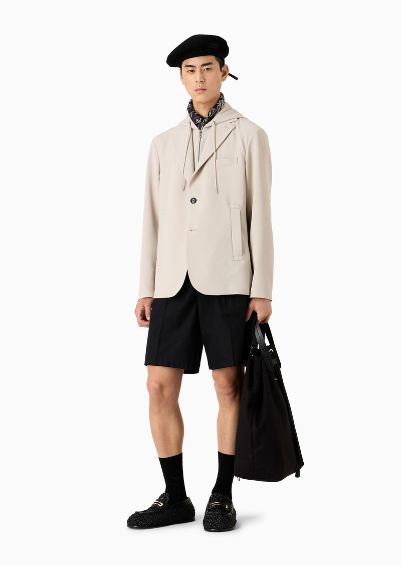 EMPORIO ARMANI Blazer with dickey and hood, made of canneté fabric outlook