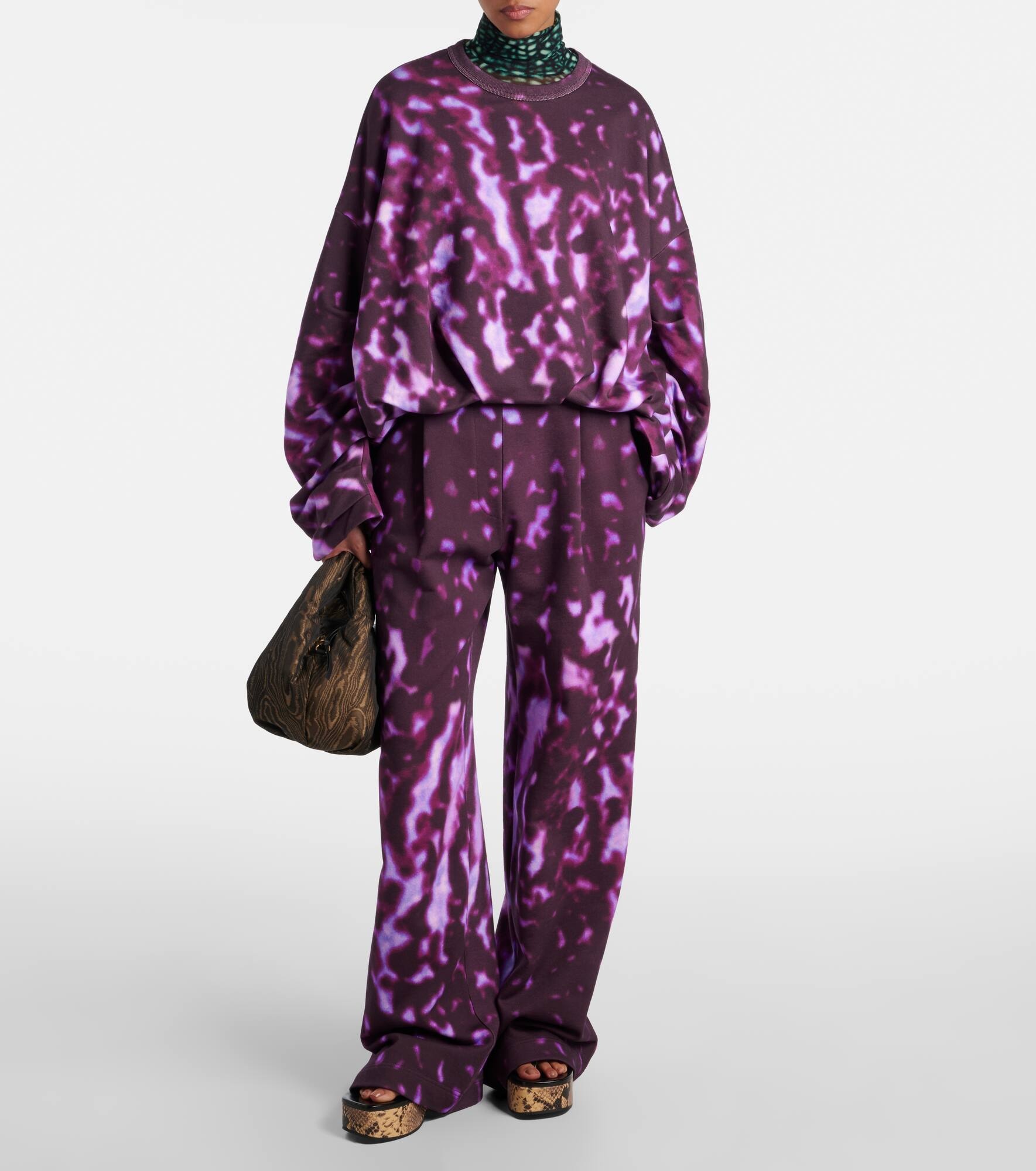 Printed draped cotton sweatshirt - 2