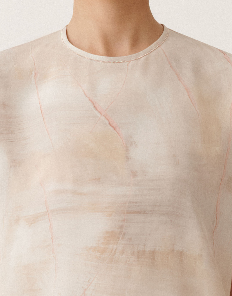 Printed crepe de chine top, butter 5