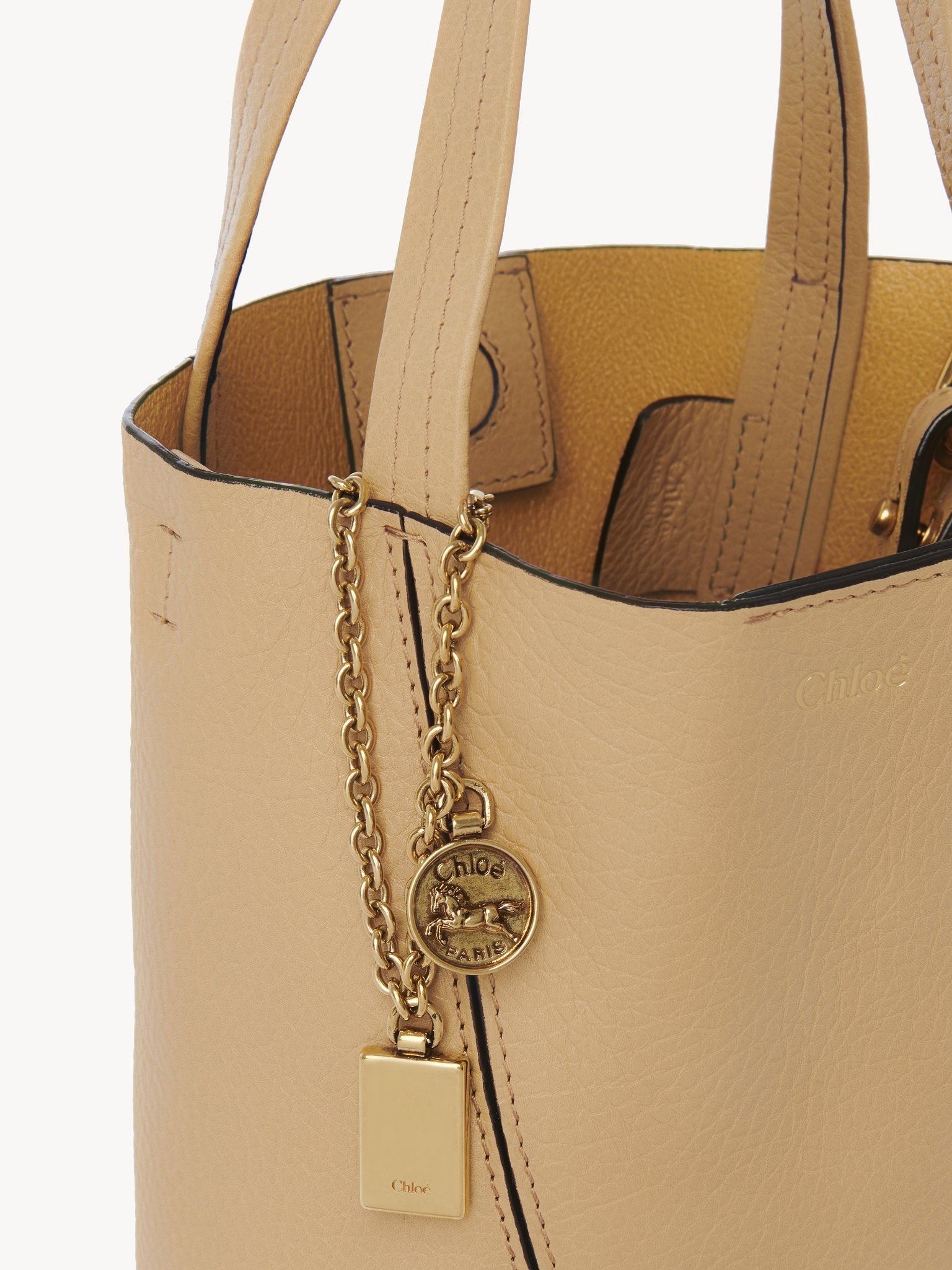 SMALL CHLOÉ SPIN TOTE BAG IN GRAINED LEATHER - 6