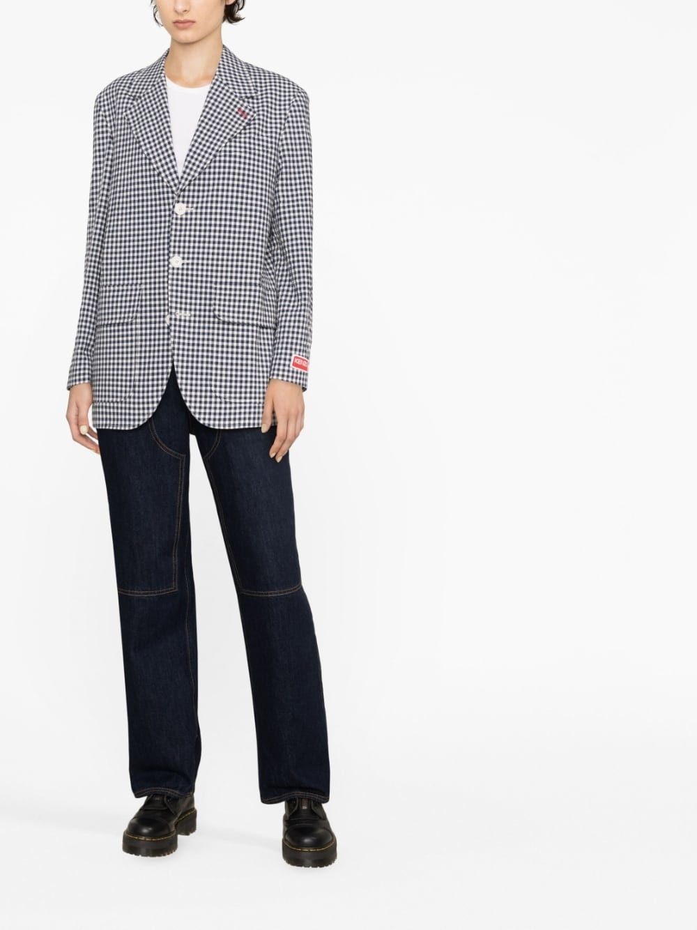 gingham single-breasted blazer - 2
