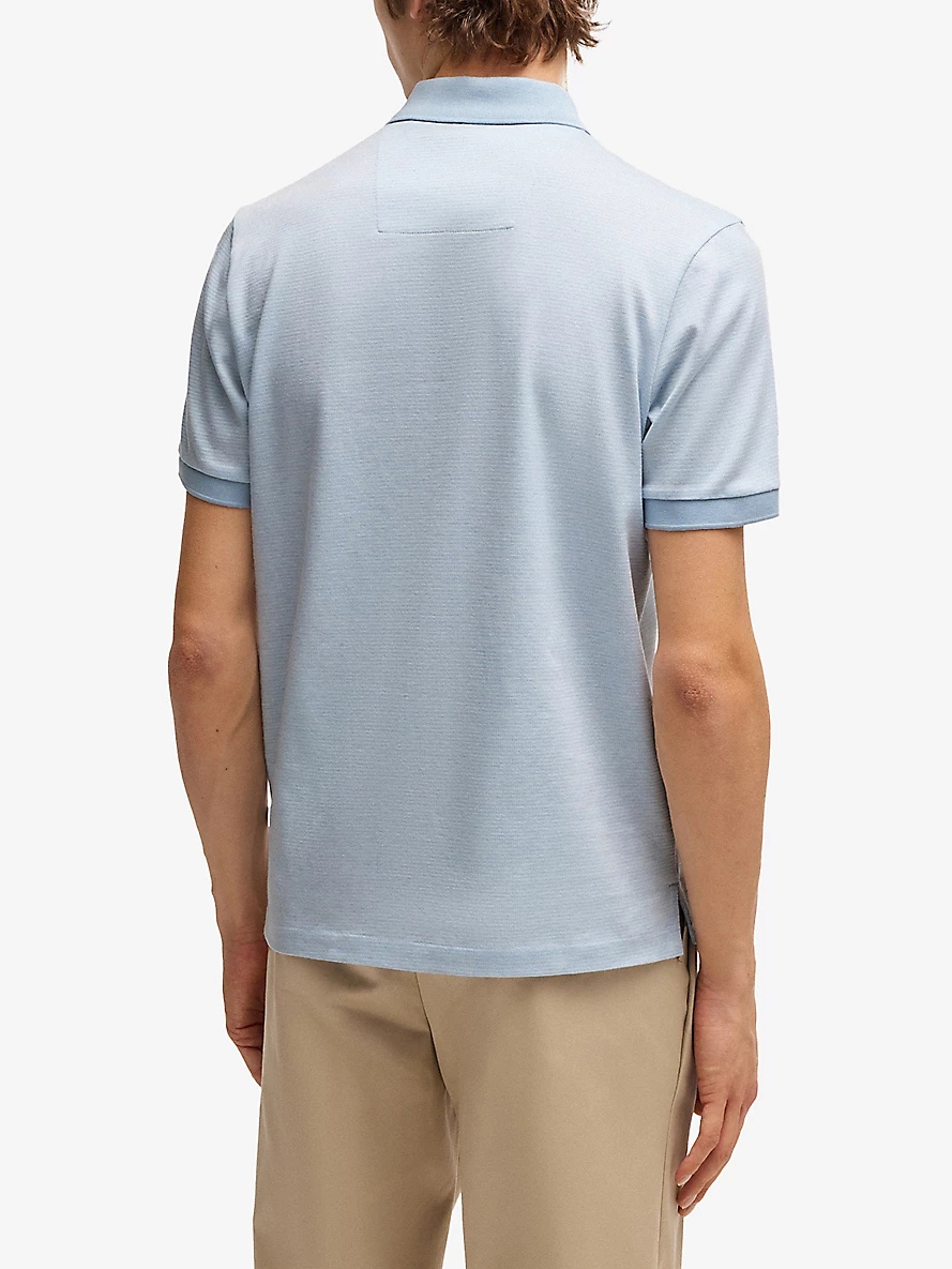 Short-sleeved contrast-trim cotton polo shirt - 4