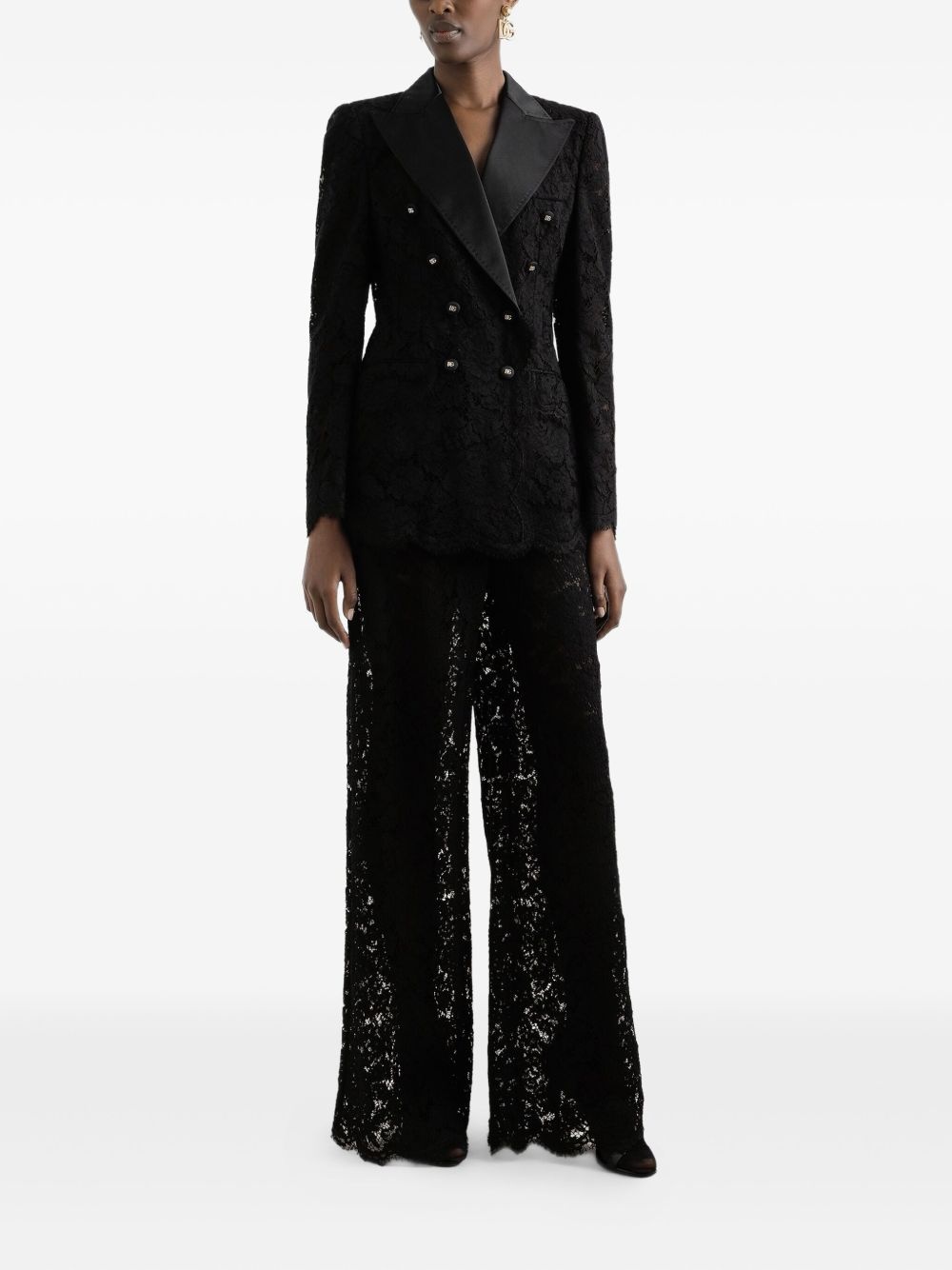 lace-detailing trousers - 2