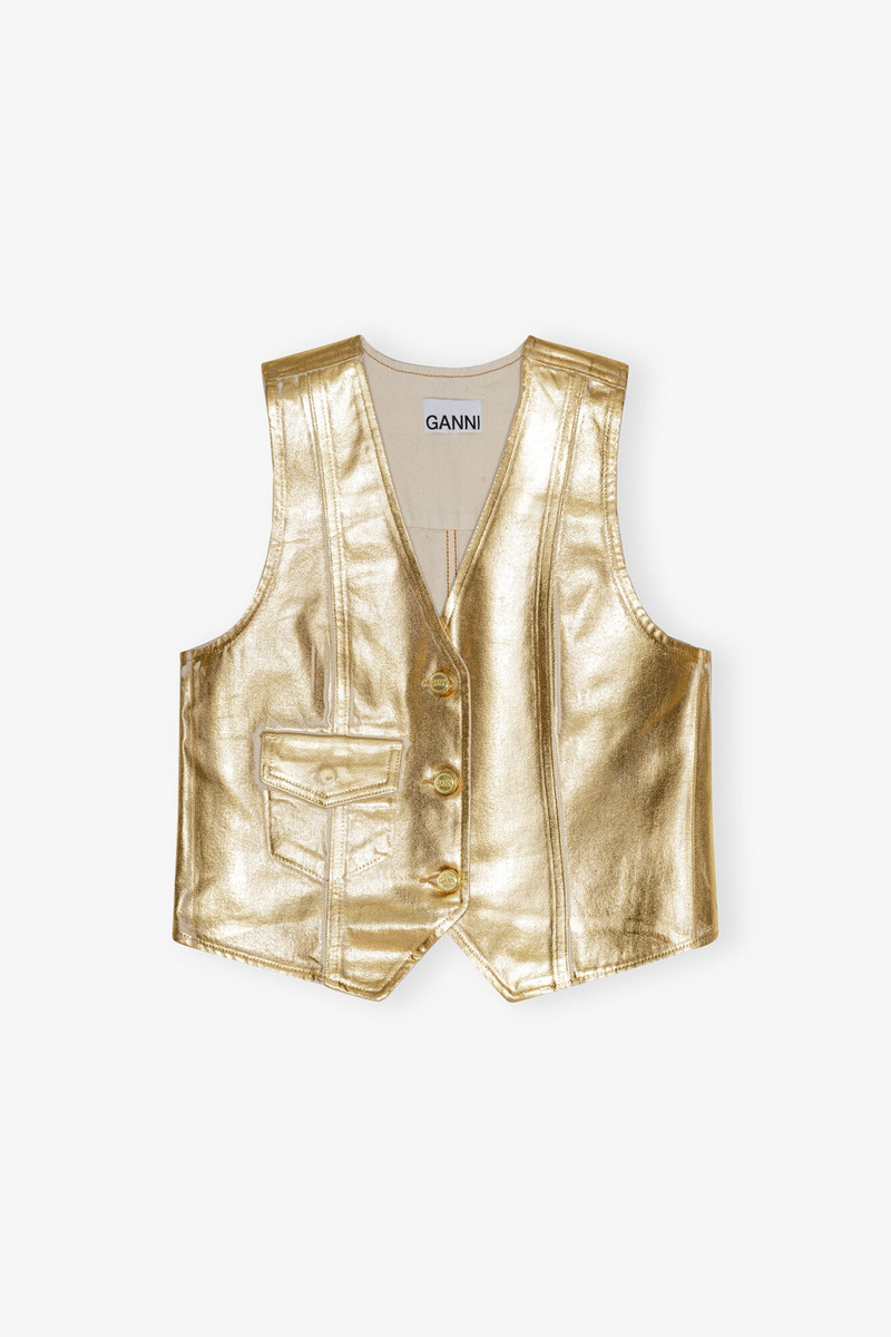 GOLD FOIL DENIM VEST - 1