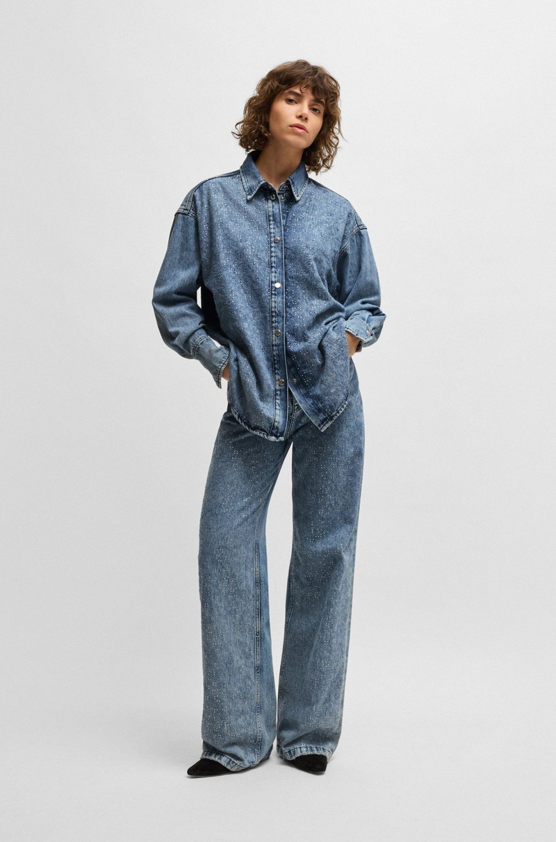 BOSS WIDE-LEG JEANS IN BLUE DENIM outlook