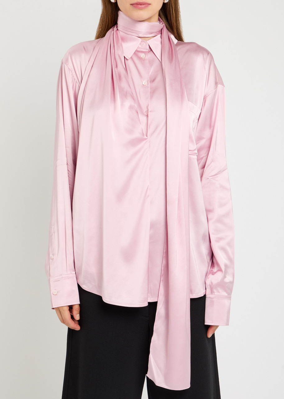 Acne Studios Sinton Scarf-effect Stretch-satin Shirt - 2